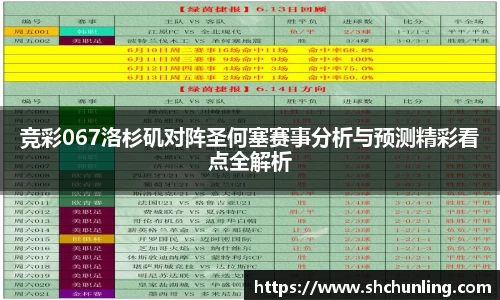 竞彩067洛杉矶对阵圣何塞赛事分析与预测精彩看点全解析